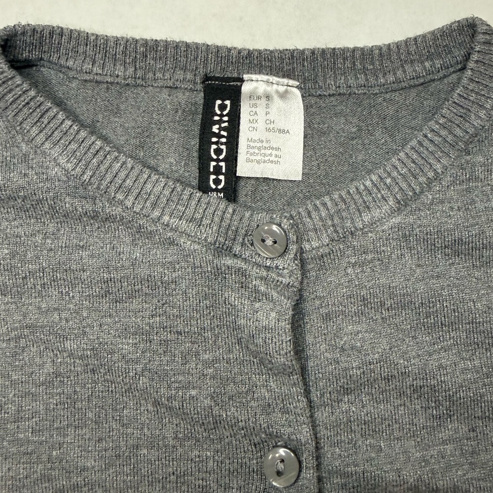 H&M Fitted Cardigan Dark Gray Melange Basic Size S - Picture 8 of 14